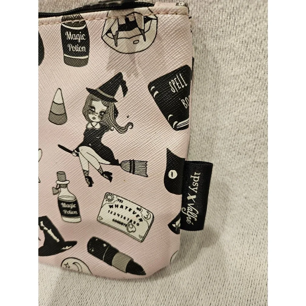 Ipsy x Valfre Makeup Cosmetic Pouch Pink Spooky Witch Print Halloween Goth
